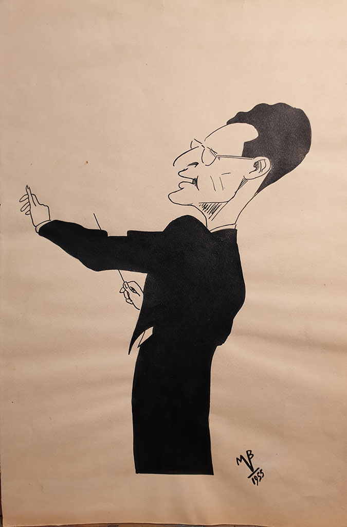«Дирижёр Курт Зандерлинг», бумага , тушь, 1955 г..,Михаил Вержбинский