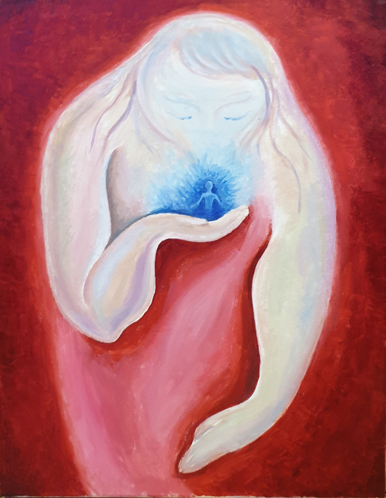 "КРАСНОЕ и синее“, масло/холст, 80 x 60 cм, художница Нина Вержбинская-Рабинович 