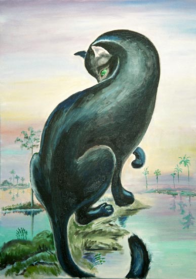 Kater als Dinosaurier